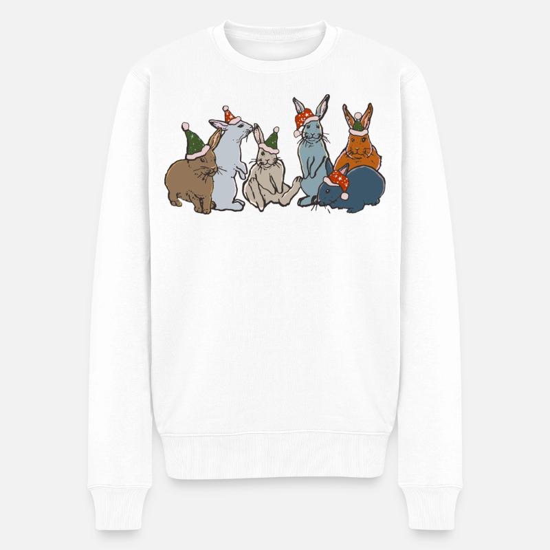 WEIHNACHTSHASEN - Männer Premium Bio Pullover - Weiß
