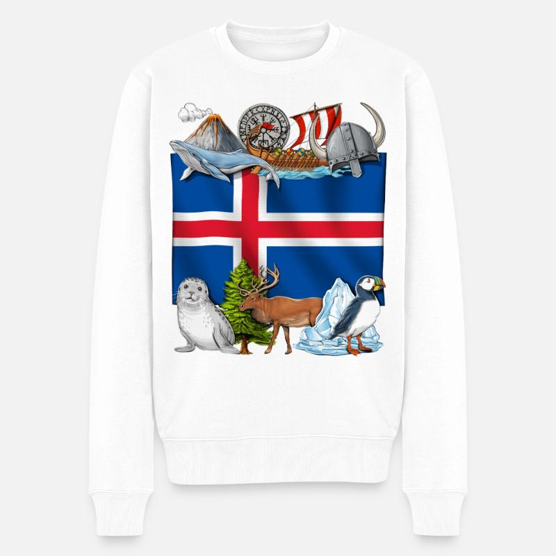 Island Pride - Männer Premium Bio Pullover - Weiß
