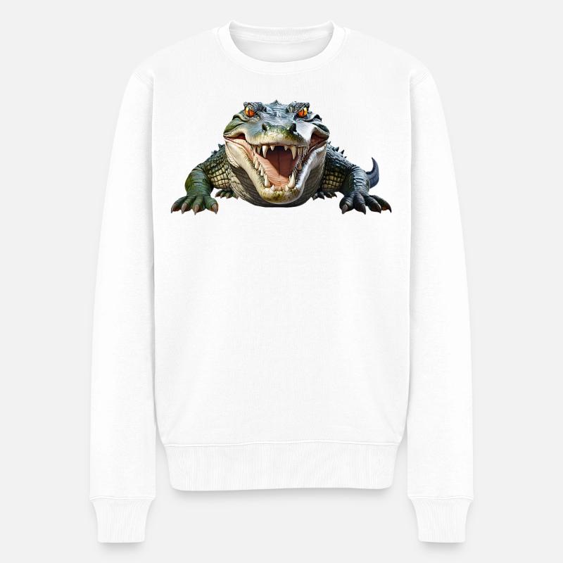 Krokodil - Männer Premium Bio Pullover - Weiß