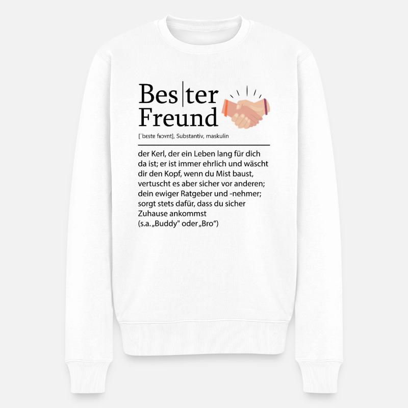 Beste Freunde Definition Freundschaft Geschenk - Männer Premium Bio Pullover - Weiß