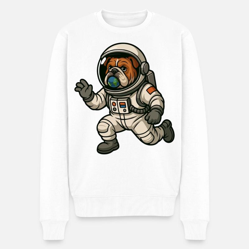 Astro Bulldog Entdecker - Männer Premium Bio Pullover - Weiß