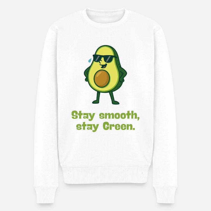 Stay Smooth Stay Green Avocado Karikatur  - Männer Premium Bio Pullover - Weiß