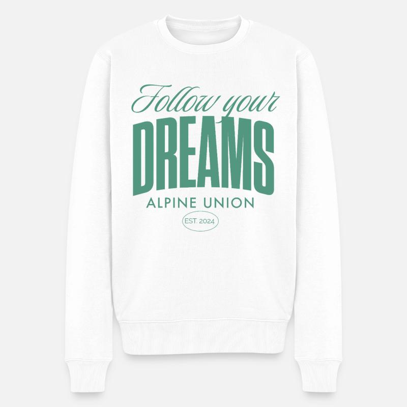 Follow Your Dreams Alpine Union - Männer Premium Bio Pullover - Weiß