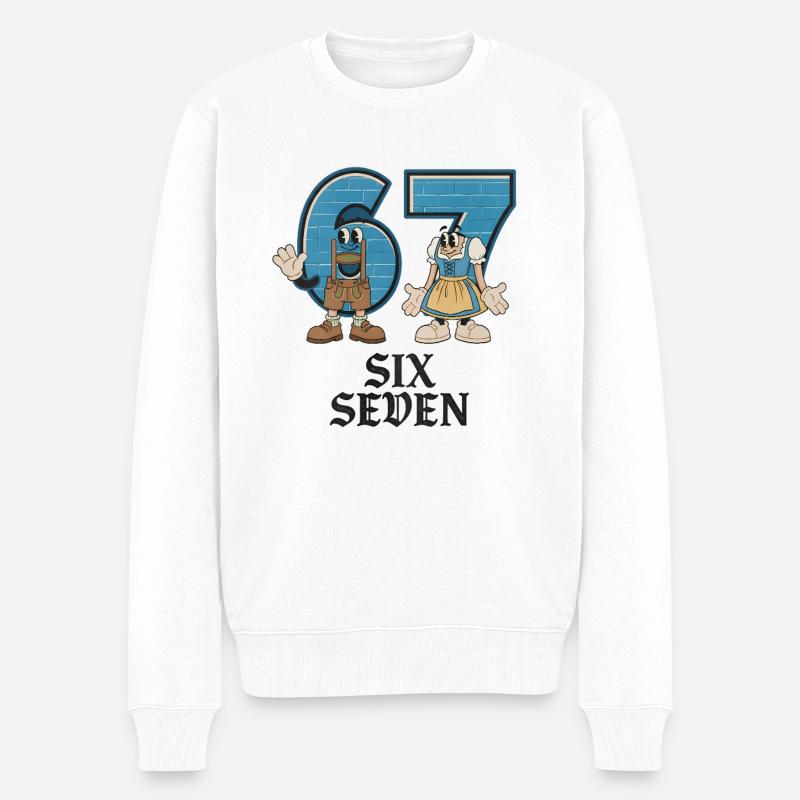 6 7 Sechs Sieben Meme - Männer Premium Bio Pullover - Weiß