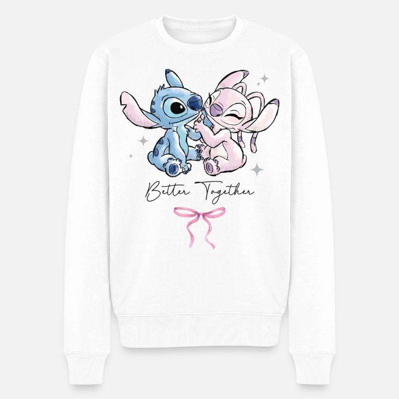 Lilo & Stitch Angel & Stitch Better Together  - Männer Premium Bio Pullover - Weiß