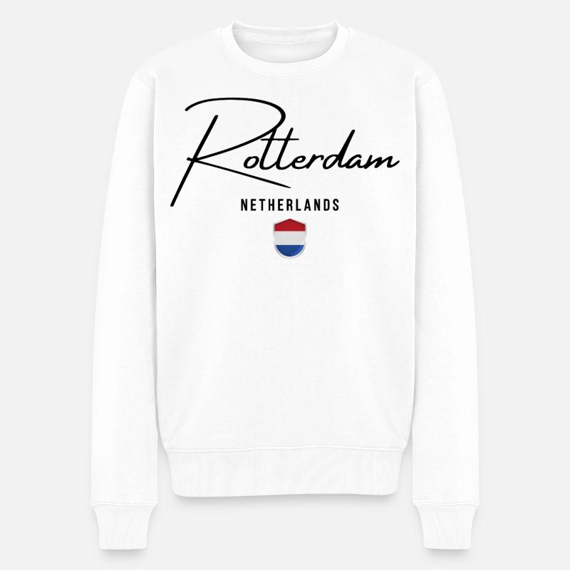 Rotterdam Pays-Bas, j’adore Rotterdam - Pull Premium bio Homme - blanc