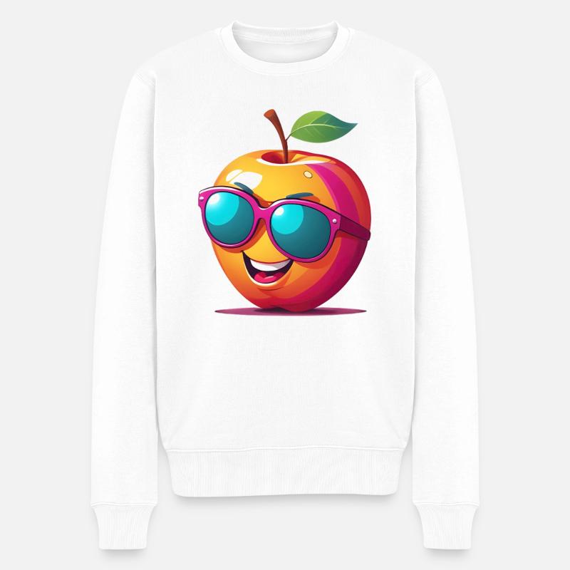 Apfel mit Sonnenbrille - Männer Premium Bio Pullover - Weiß
