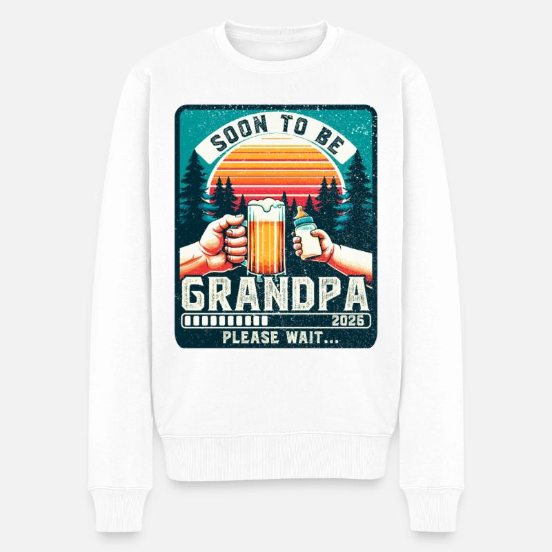 Werdender Opa loading zukünftiger Großvater 2026 - Männer Premium Bio Pullover - Weiß