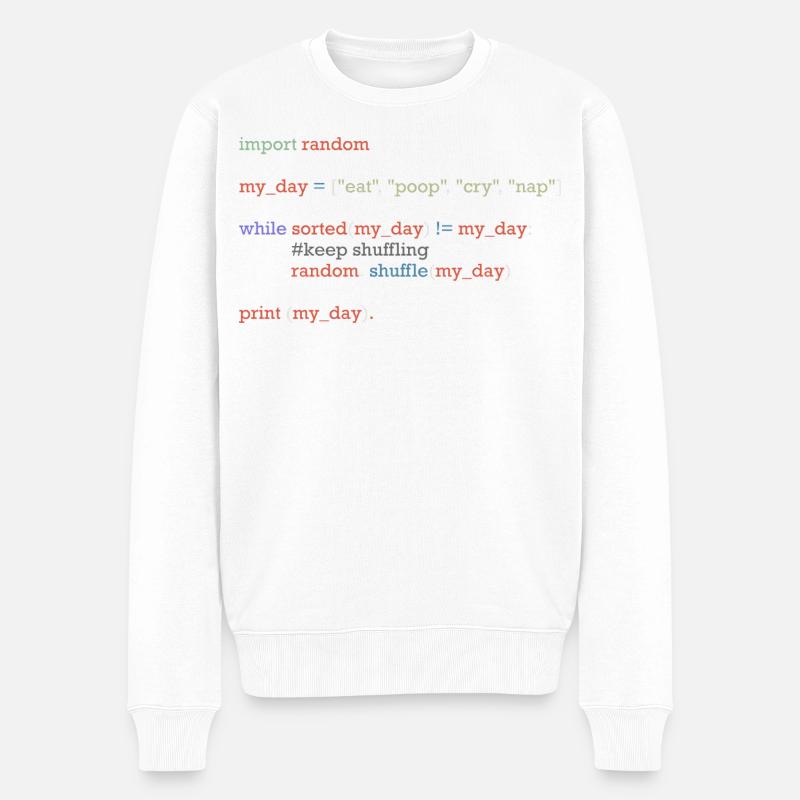 Lustiger Python-Code über den Alltag, Baby - Männer Premium Bio Pullover - Weiß