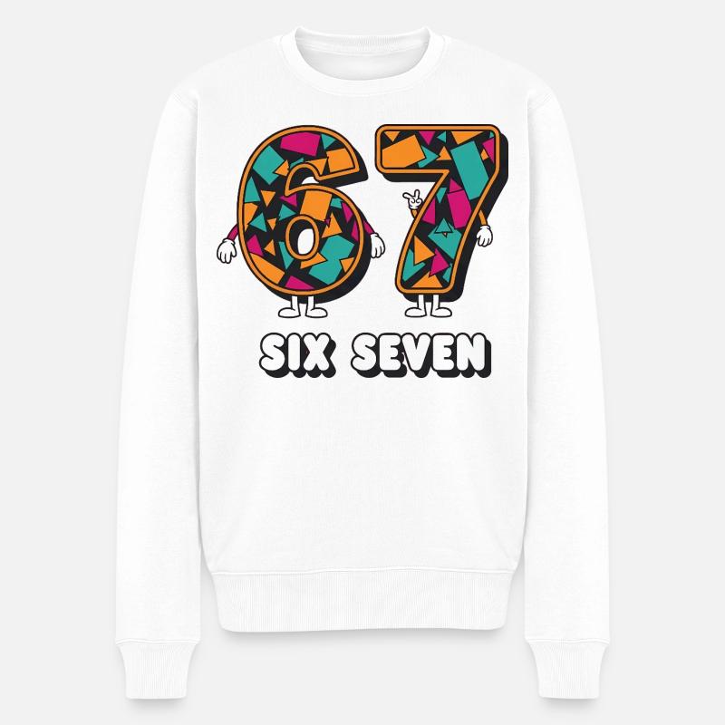 6 7 Konfetti Karneval Fasching  - Männer Premium Bio Pullover - Weiß