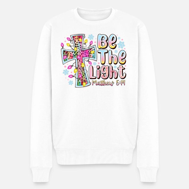 Be The Light Cross Prism - Pull Premium bio Homme - blanc