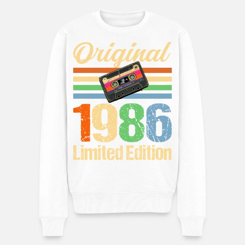 40e anniversaire 1986 Cassette - Pull Premium bio Homme - blanc