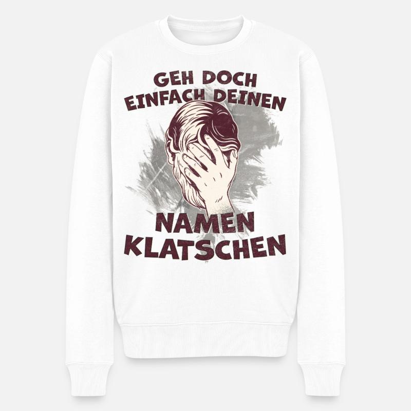Namen Klatschen Spruch Facepalm - Männer Premium Bio Pullover - Weiß