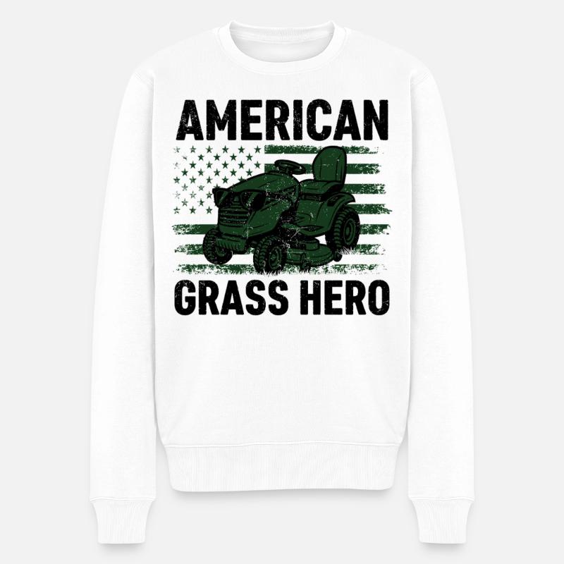 American Grass Hero - Männer Premium Bio Pullover - Weiß