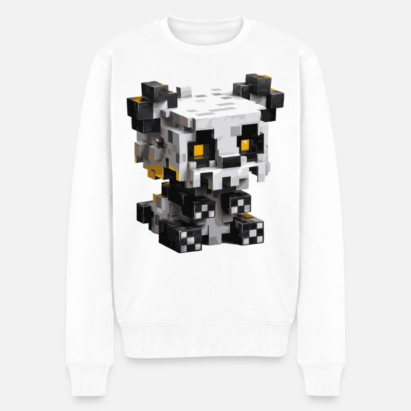 Süßer Pixel-Panda im Retro-Gaming-Stil - Männer Premium Bio Pullover - Weiß