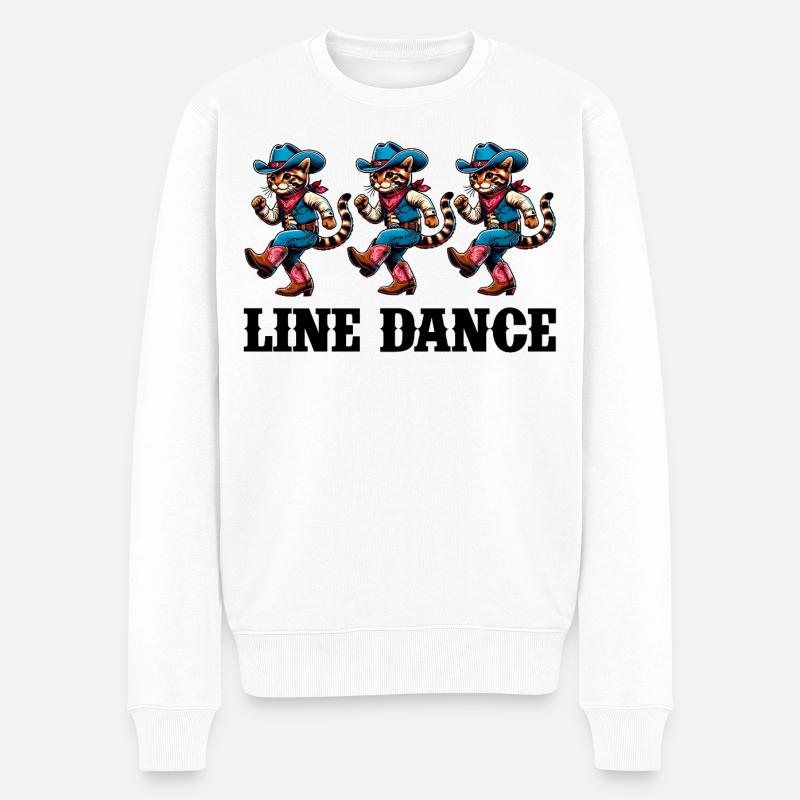 Line Dance Katzen Trio - Männer Premium Bio Pullover - Weiß