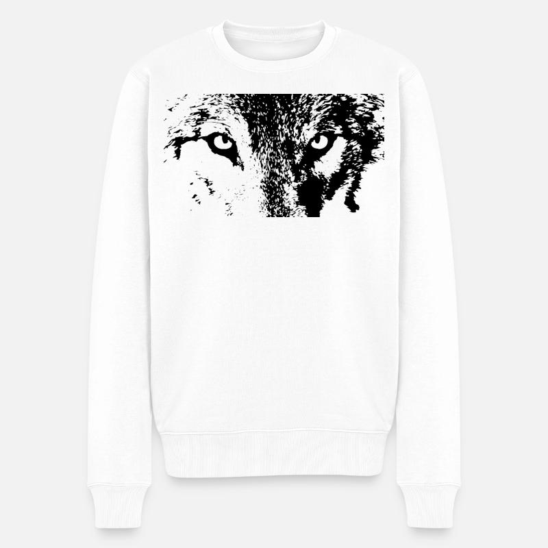 115304478_146019227_wolf_eye - Männer Premium Bio Pullover - Weiß