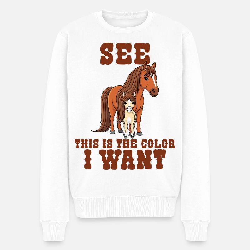 Humour Cheval Cavalier Équitation - Pull Premium bio Homme - blanc