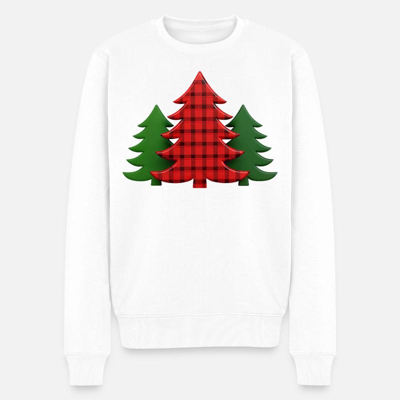 Plaid Baum Weihnachtsbäume Christmas Tree - Männer Premium Bio Pullover - Weiß