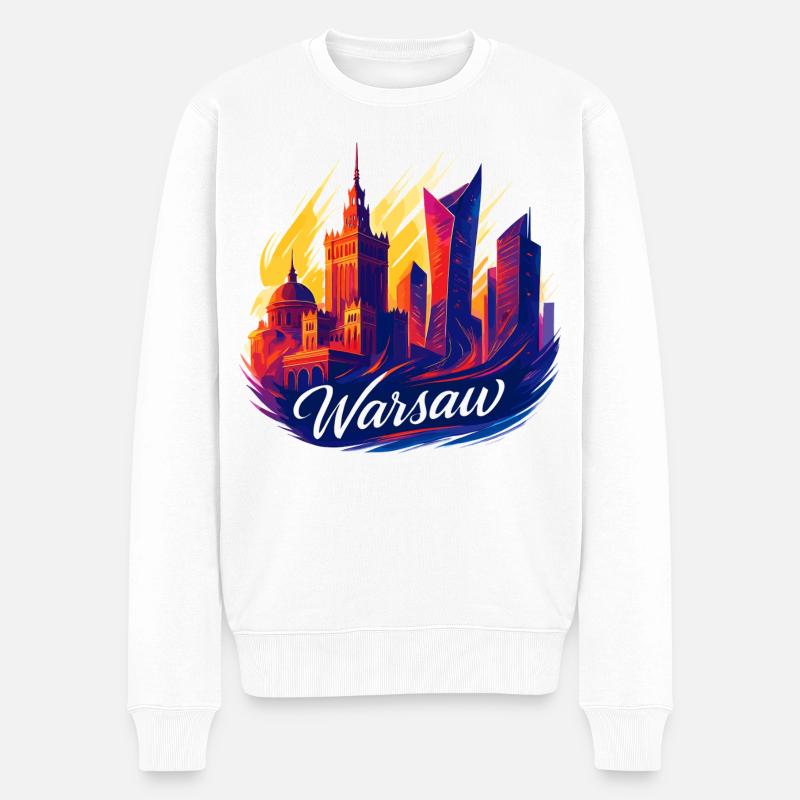 Varsovie, magnifique capitale, Pologne, Polska, Gesche - Pull Premium bio Homme - blanc