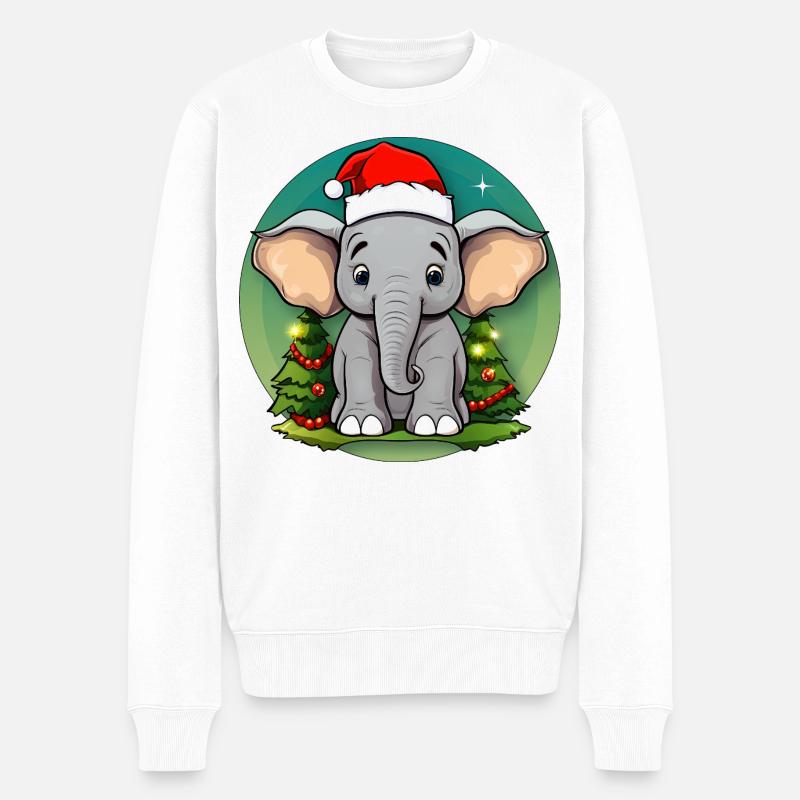 Éléphant Noël / Père Noël Éléphant - Pull Premium bio Homme - blanc