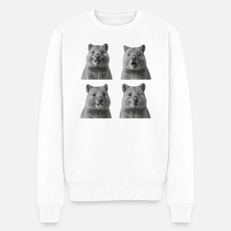 Happy Quokkas - Männer Premium Bio Pullover - Weiß