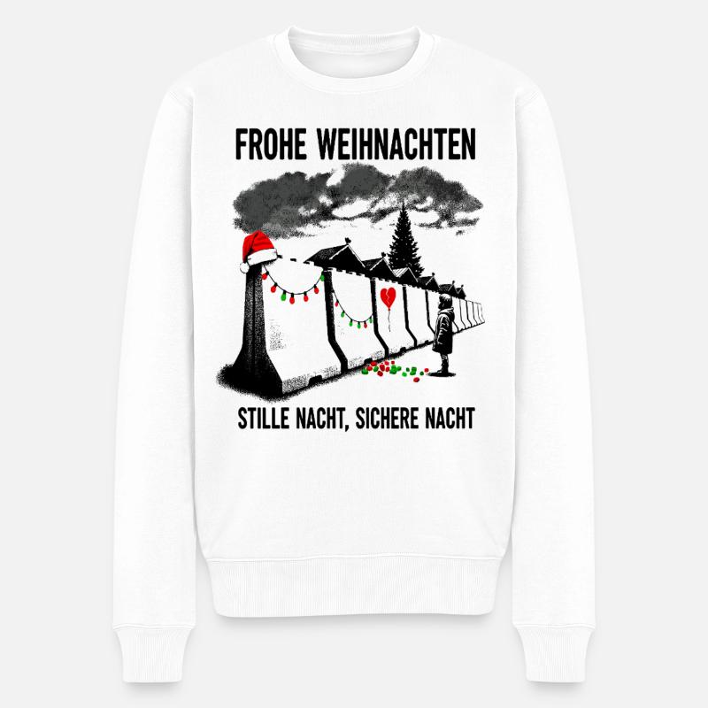 Stille Nacht, Sichere Nacht - Weihnachtssatire - Männer Premium Bio Pullover - Weiß