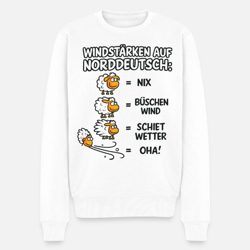 Norddeutsche Windstärken Schäfchen - Männer Premium Bio Pullover - Weiß