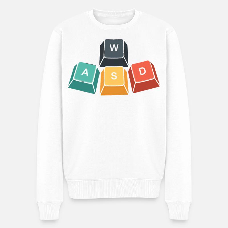 WASD Clavier Funny Gaming Gift Gamer - Pull Premium bio Homme - blanc