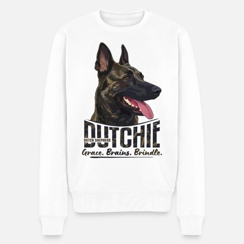 Dutchie - Holländischer Schäferhund - Männer Premium Bio Pullover - Weiß