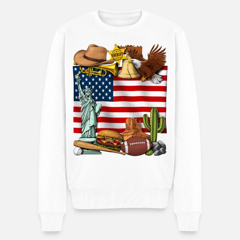 Drapeau des États-Unis - Pull Premium bio Homme - blanc
