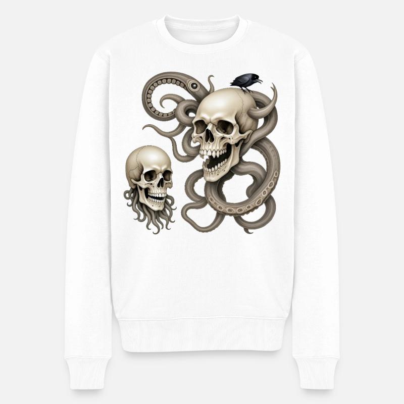 SKULL #1 – dunkle Hölle - Männer Premium Bio Pullover - Weiß