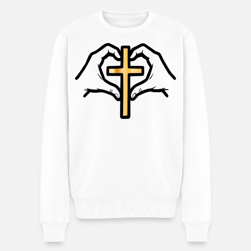 CHRISTLICHE KIRCHE GLAUBEN - Männer Premium Bio Pullover - Weiß