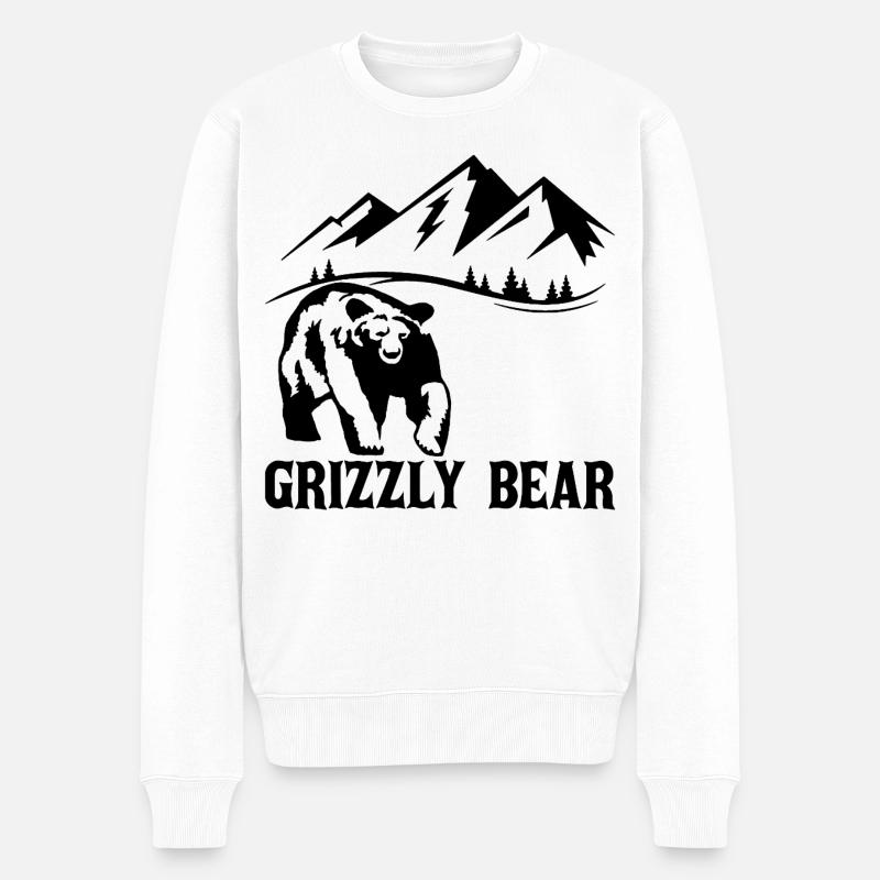 Randonnée avec un ours (noir) - Pull Premium bio Homme - blanc