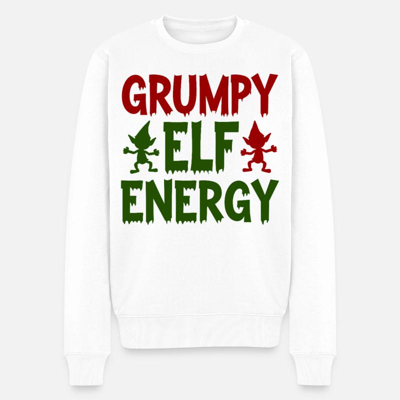 Grumpy Elf Energy Grumpy Imp - Men's Premium Organic Jumper - white
