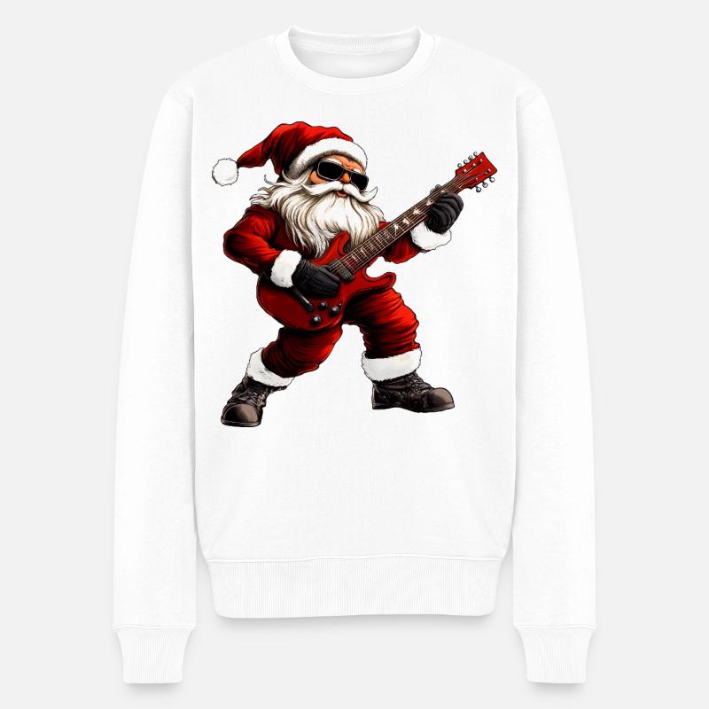 E-Gitarristen Weihnachten - Männer Premium Bio Pullover - Weiß