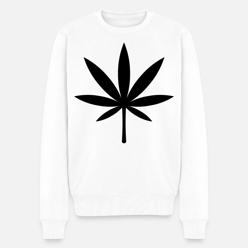 Cannabis / Marijuana / Feuille de chanvre (noir) - Pull Premium bio Homme - blanc