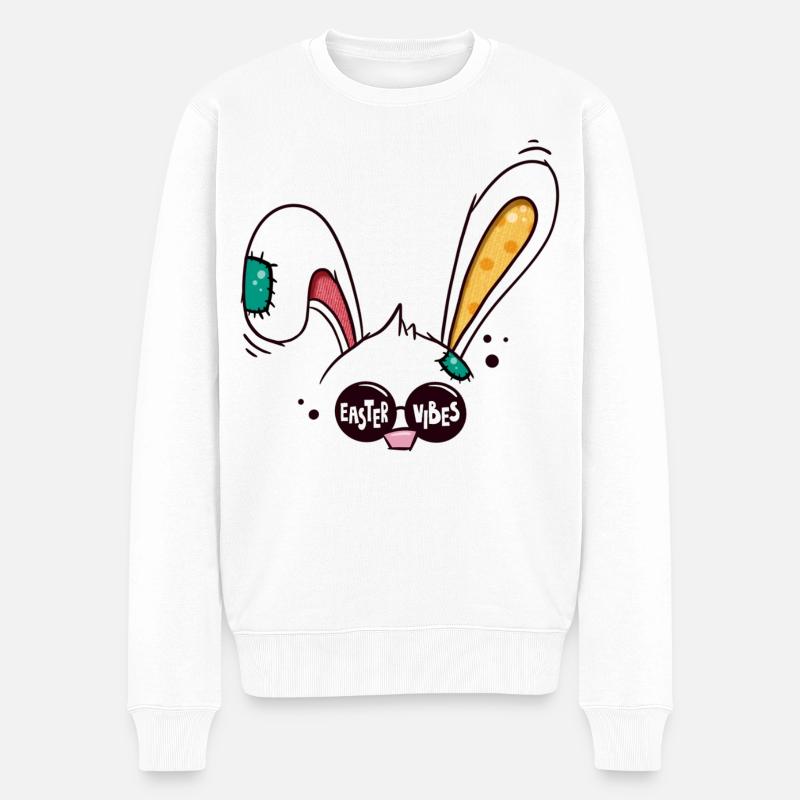 Oster Vibes Osterhase - Männer Premium Bio Pullover - Weiß