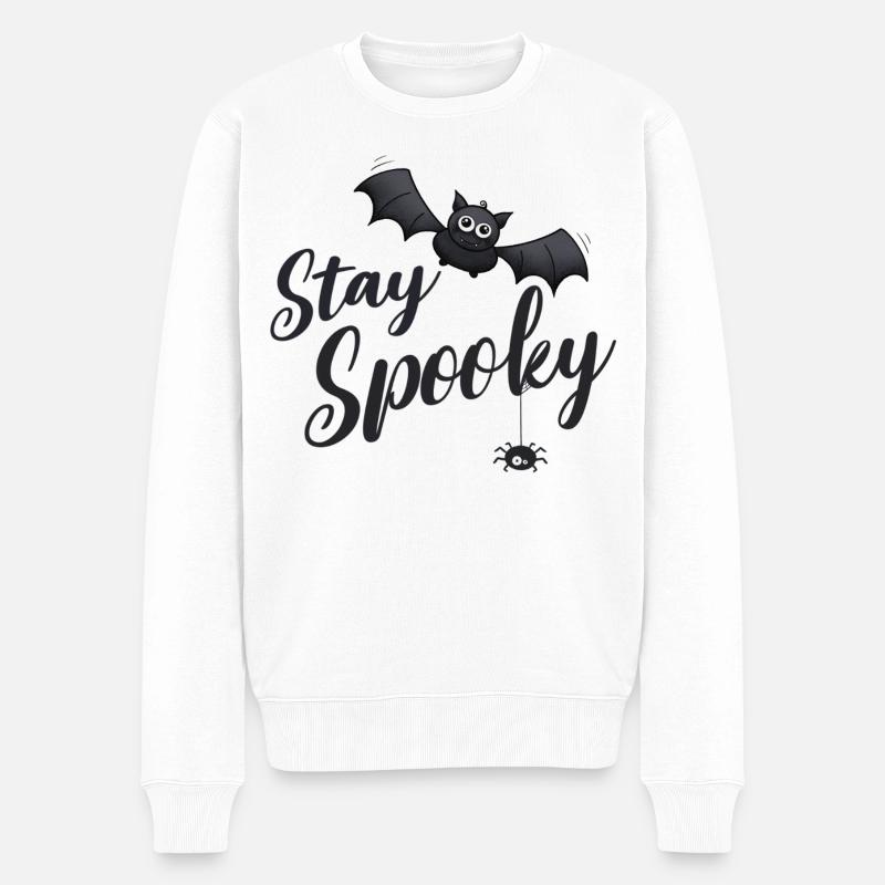 Stay Spooky Fledermaus - Männer Premium Bio Pullover - Weiß