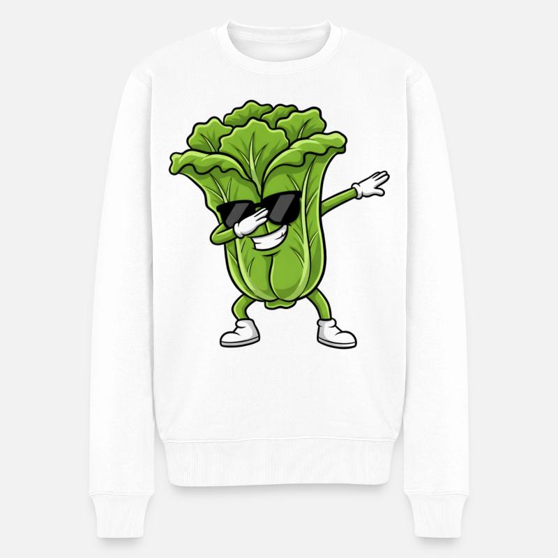 Retro Stern Salat - Männer Premium Bio Pullover - Weiß