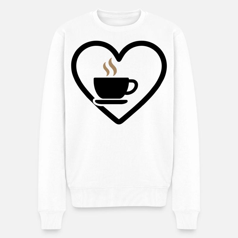 Café Coeur Tasse Boisson Chaude Matin - Pull Premium bio Homme - blanc