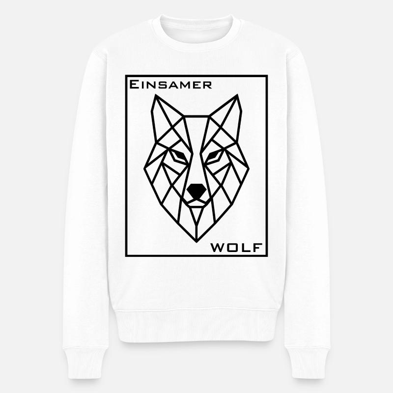 Geometrischer Wolfenkopf - Männer Premium Bio Pullover - Weiß