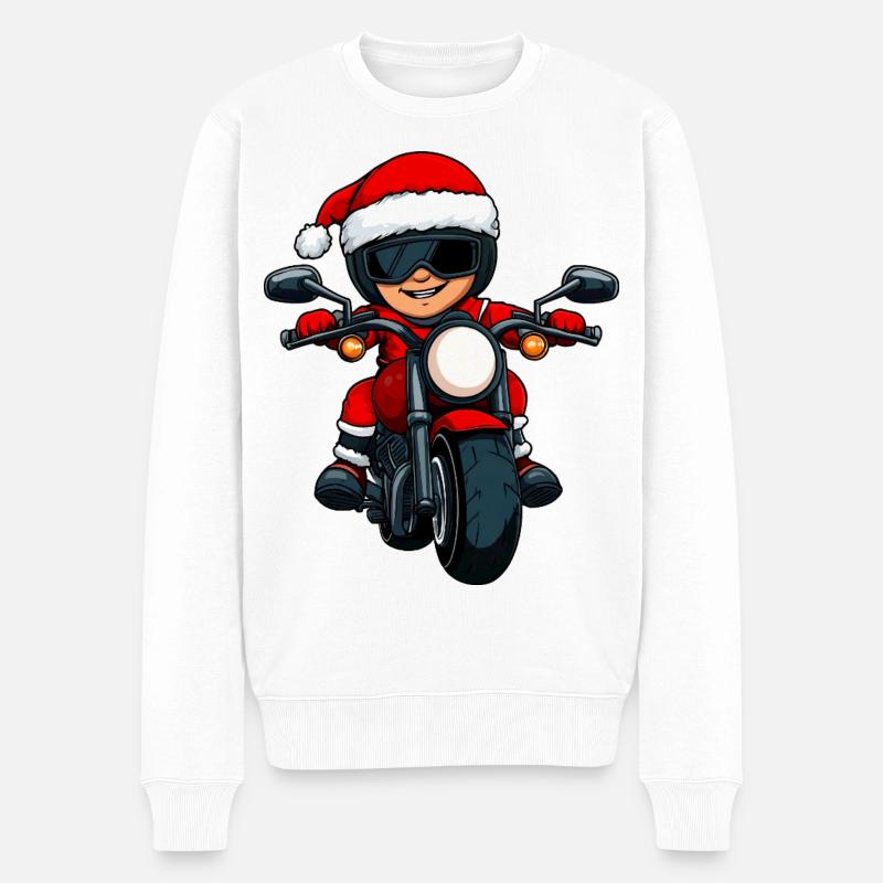 Motorradfahrer Christmas - Männer Premium Bio Pullover - Weiß