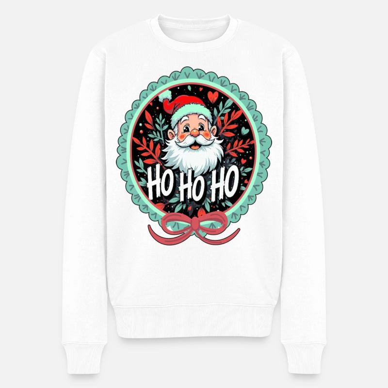Weihnachtsmann Ho Ho Ho Ornament - Männer Premium Bio Pullover - Weiß