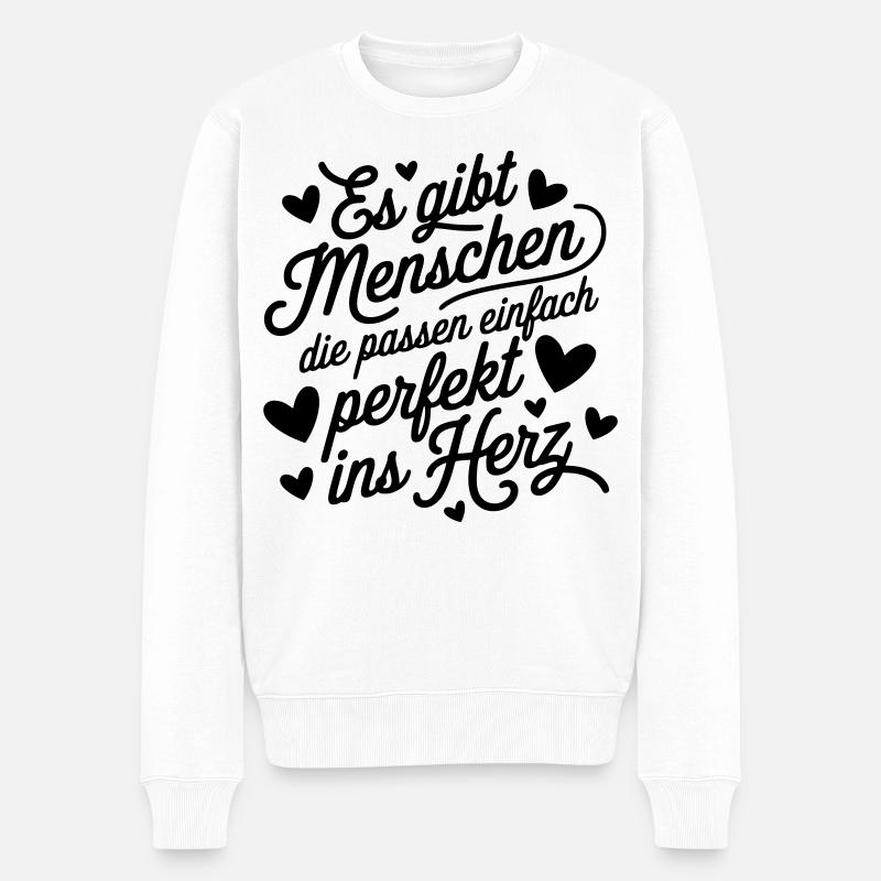 Es gibt Menschen die passen perfekt ins Herz - Männer Premium Bio Pullover - Weiß