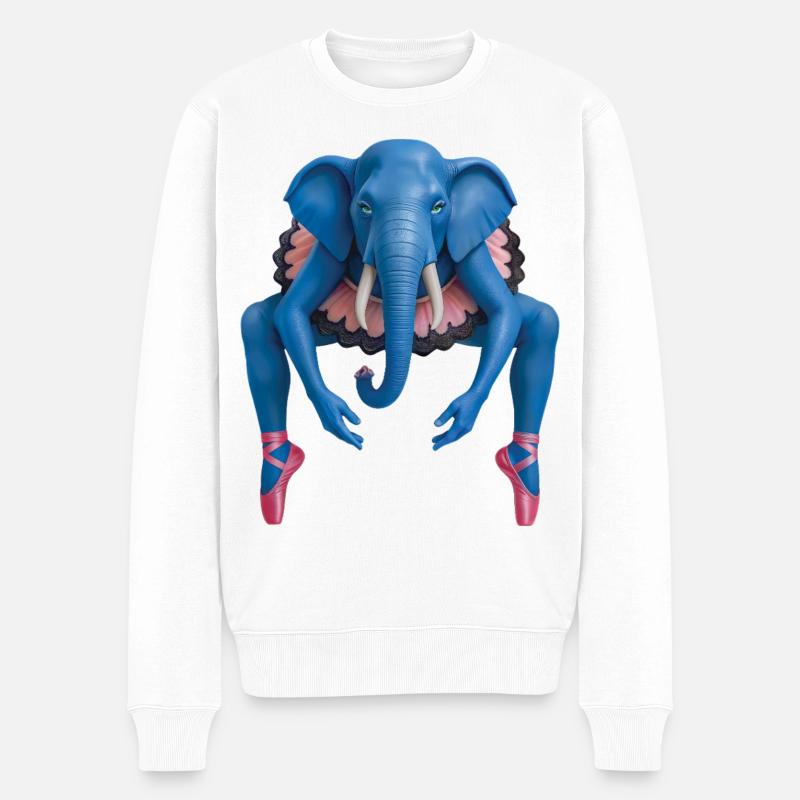 BALLERINA-ELEFANT – Tiere - Männer Premium Bio Pullover - Weiß