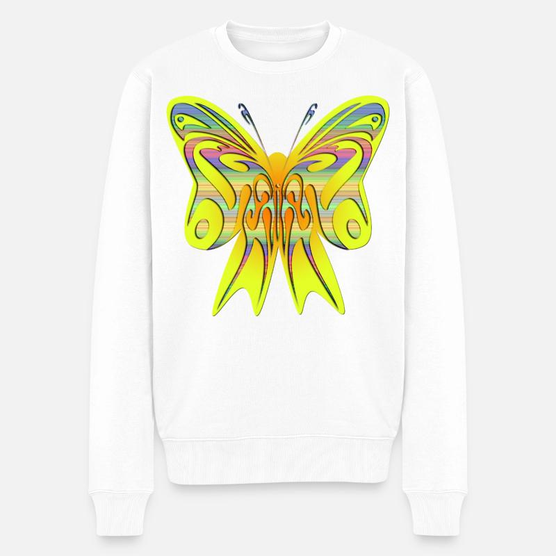 Bunter Neon Schmetterling auf Schleife - Männer Premium Bio Pullover - Weiß