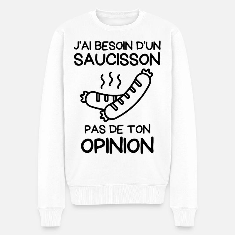 Brauchen Sie eine Wurst - Männer Premium Bio Pullover - Weiß