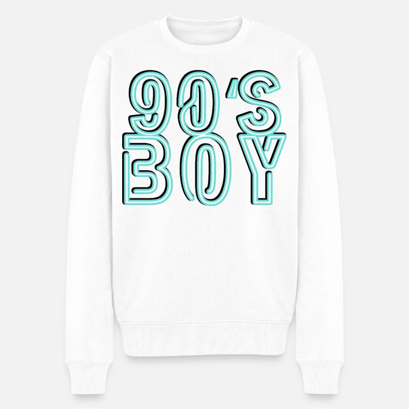90er  - Männer Premium Bio Pullover - Weiß