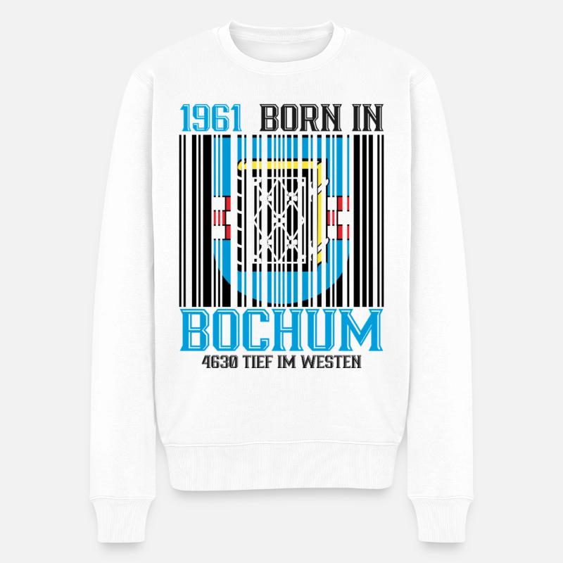 1961 Bochum Geburt Shield - Männer Premium Bio Pullover - Weiß